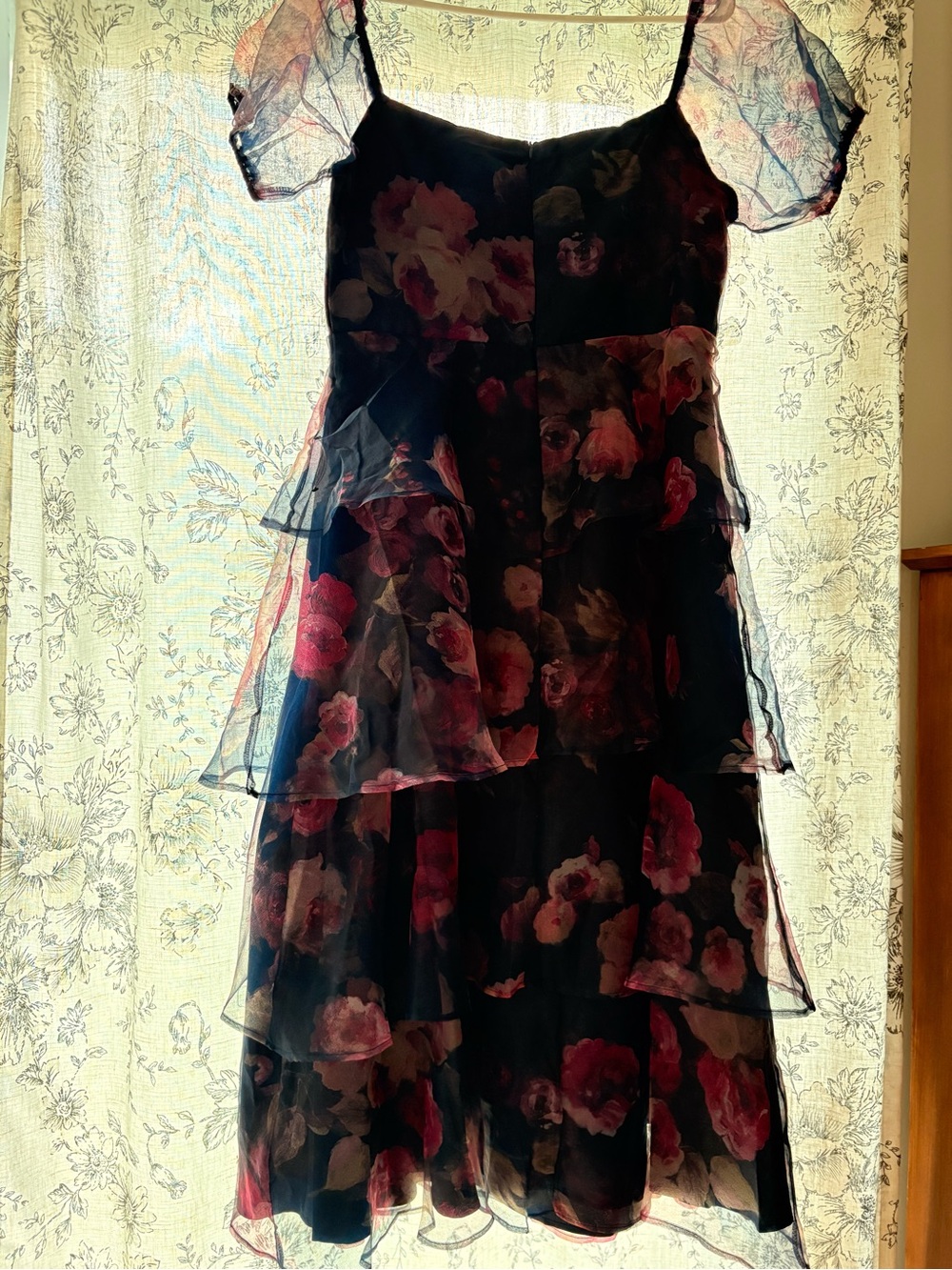 Lulu's Dark Blue Dress with Deep & Light Pink Floral Accents